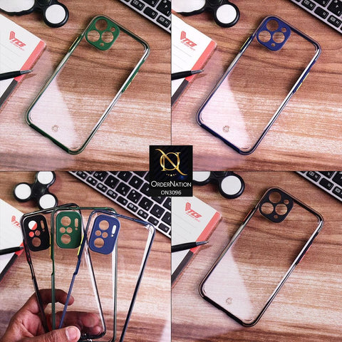 iPhone 12 Pro Cover - Green - Soft Border Curved Diamond Clear Thin Case with Camera Protection