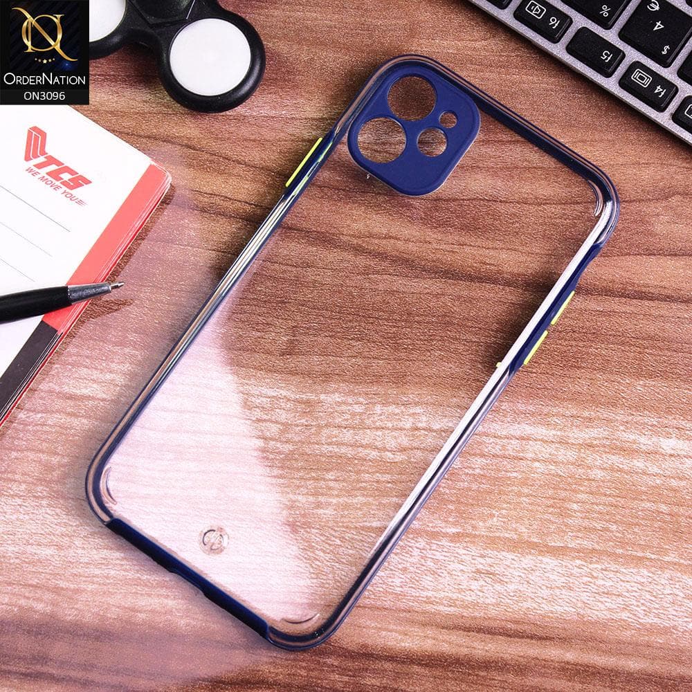 iPhone 11 Cover - Blue - Soft Border Curved Diamond Clear Thin Case with Camera Protection