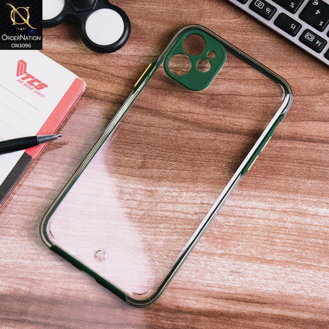 iPhone 11 Cover - Green - Soft Border Curved Diamond Clear Thin Case with Camera Protection