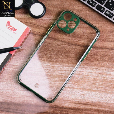 iPhone 11 Pro Cover - Green - Soft Border Curved Diamond Clear Thin Case with Camera Protection