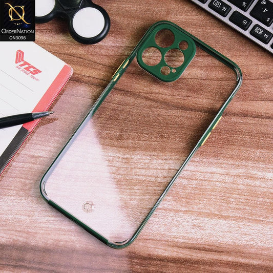 iPhone 12 Pro Cover - Green - Soft Border Curved Diamond Clear Thin Case with Camera Protection