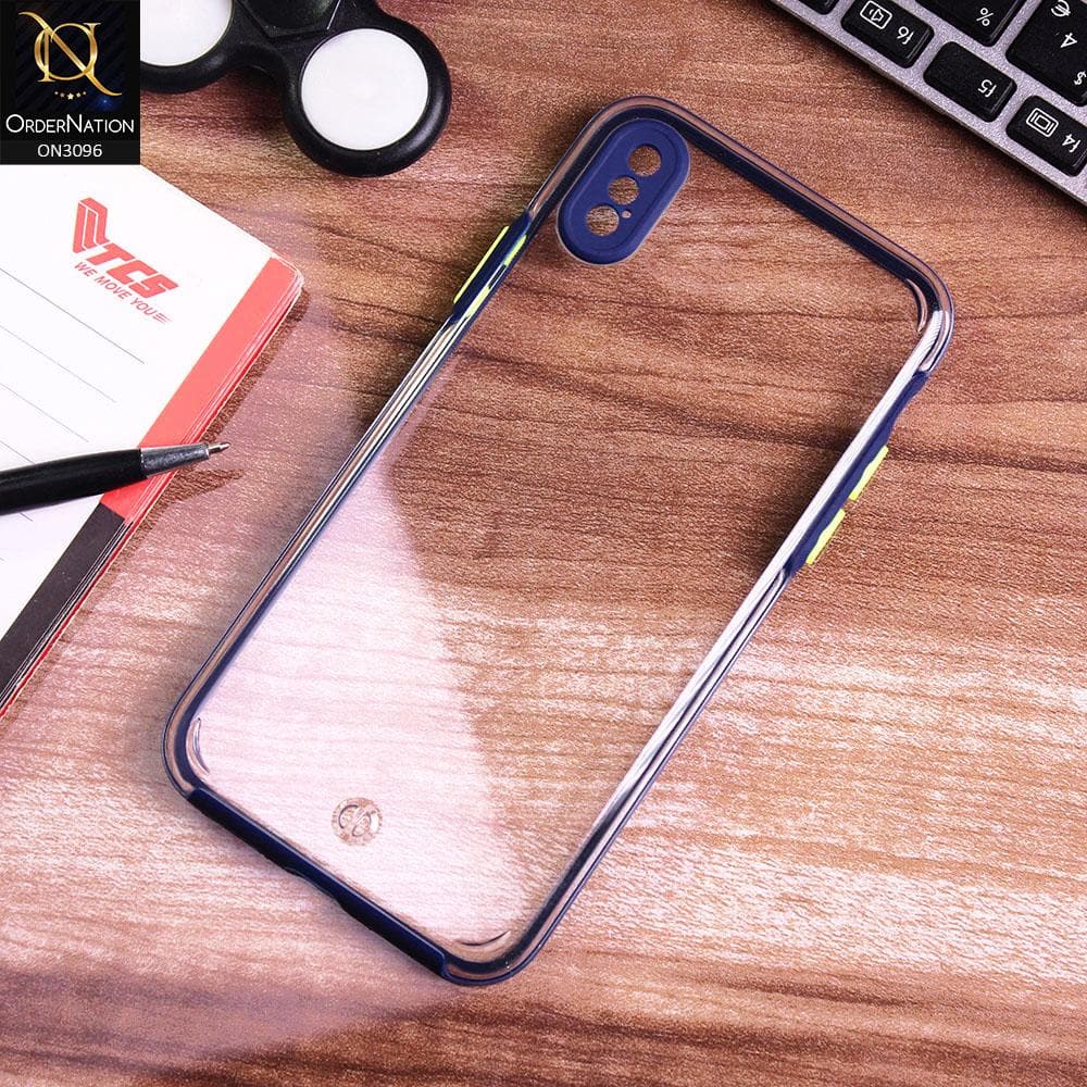 iPhone XS / X Cover - Blue - Soft Border Curved Diamond Clear Thin Case with Camera Protection