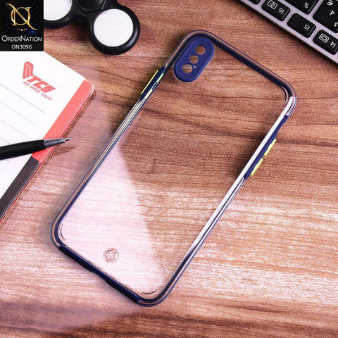 iPhone XS / X Cover - Blue - Soft Border Curved Diamond Clear Thin Case with Camera Protection