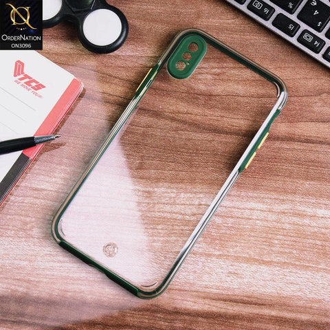 iPhone XS / X Cover - Green - Soft Border Curved Diamond Clear Thin Case with Camera Protection