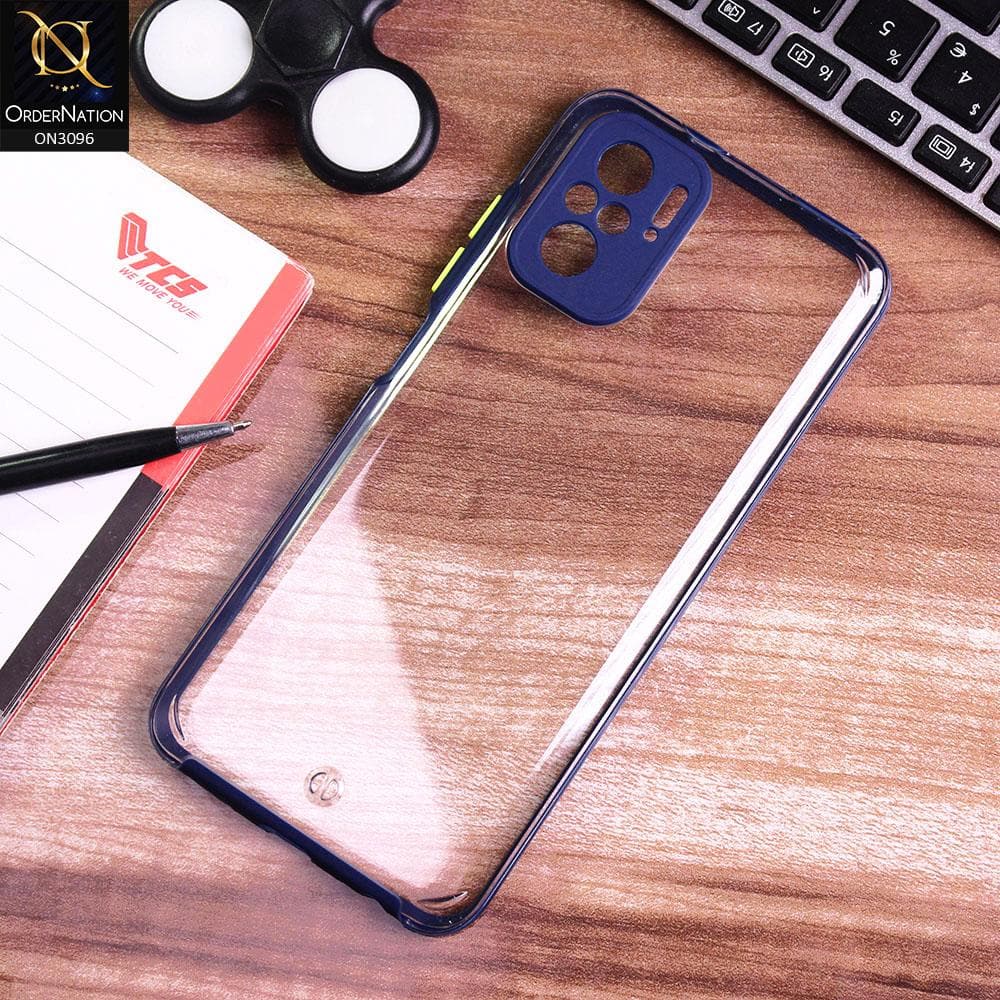 Xiaomi Redmi Note 10S Cover - Blue - Soft Border Curved Diamond Clear Thin Case with Camera Protection