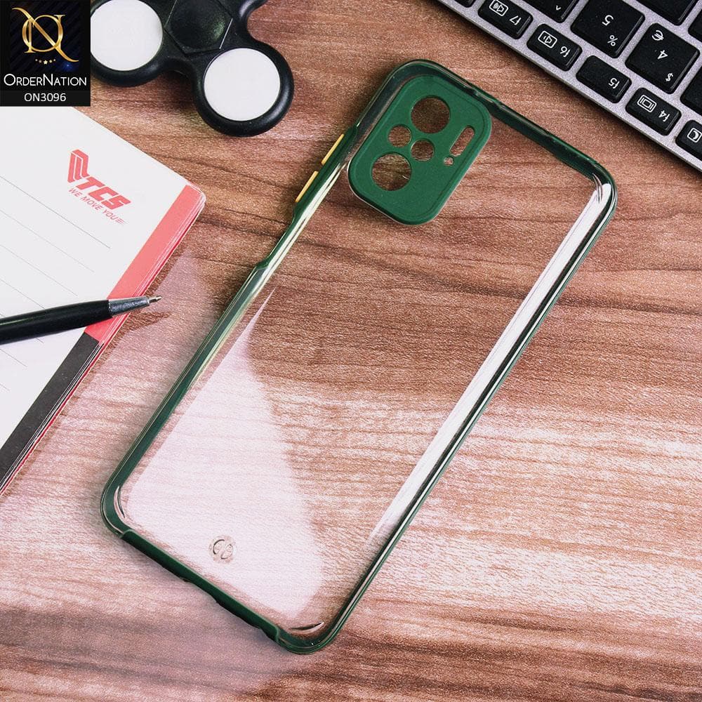 Xiaomi Redmi Note 10S Cover - Green - Soft Border Curved Diamond Clear Thin Case with Camera Protection