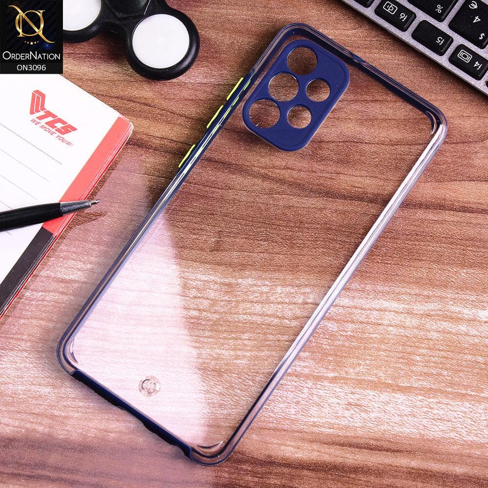 Samsung Galaxy A72 Cover - Blue - Soft Border Curved Diamond Clear Thin Case with Camera Protection