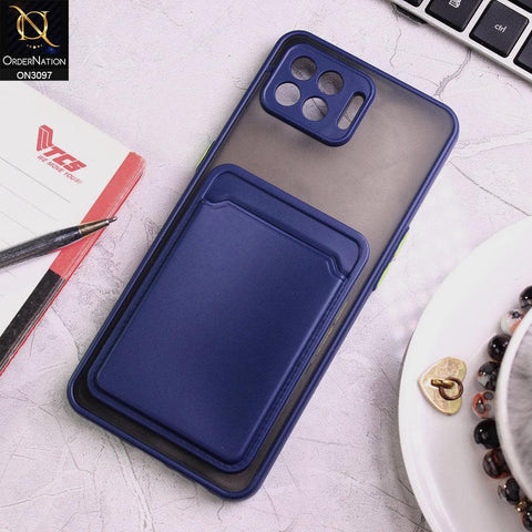 Oppo Reno 4 Lite Cover - Blue - Translucent Camera Protection Soft Border Case With Card Holder