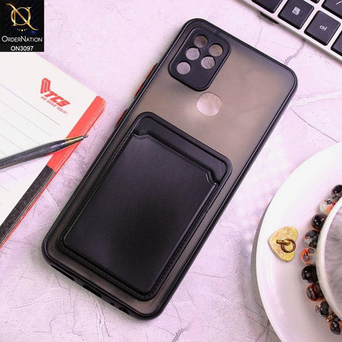 Infinix Hot 10 Cover - Black - Translucent Camera Protection Soft Border Case With Card Holder