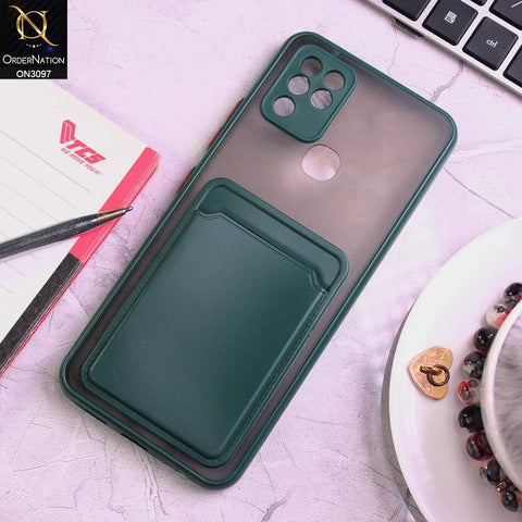 Infinix Hot 10 Cover - Green - Translucent Camera Protection Soft Border Case With Card Holder