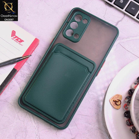 Oppo Find X3 Lite Cover - Green - Translucent Camera Protection Soft Border Case With Card Holder