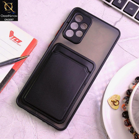 Samsung Galaxy A52 Cover - Black - Translucent Camera Protection Soft Border Case With Card Holder