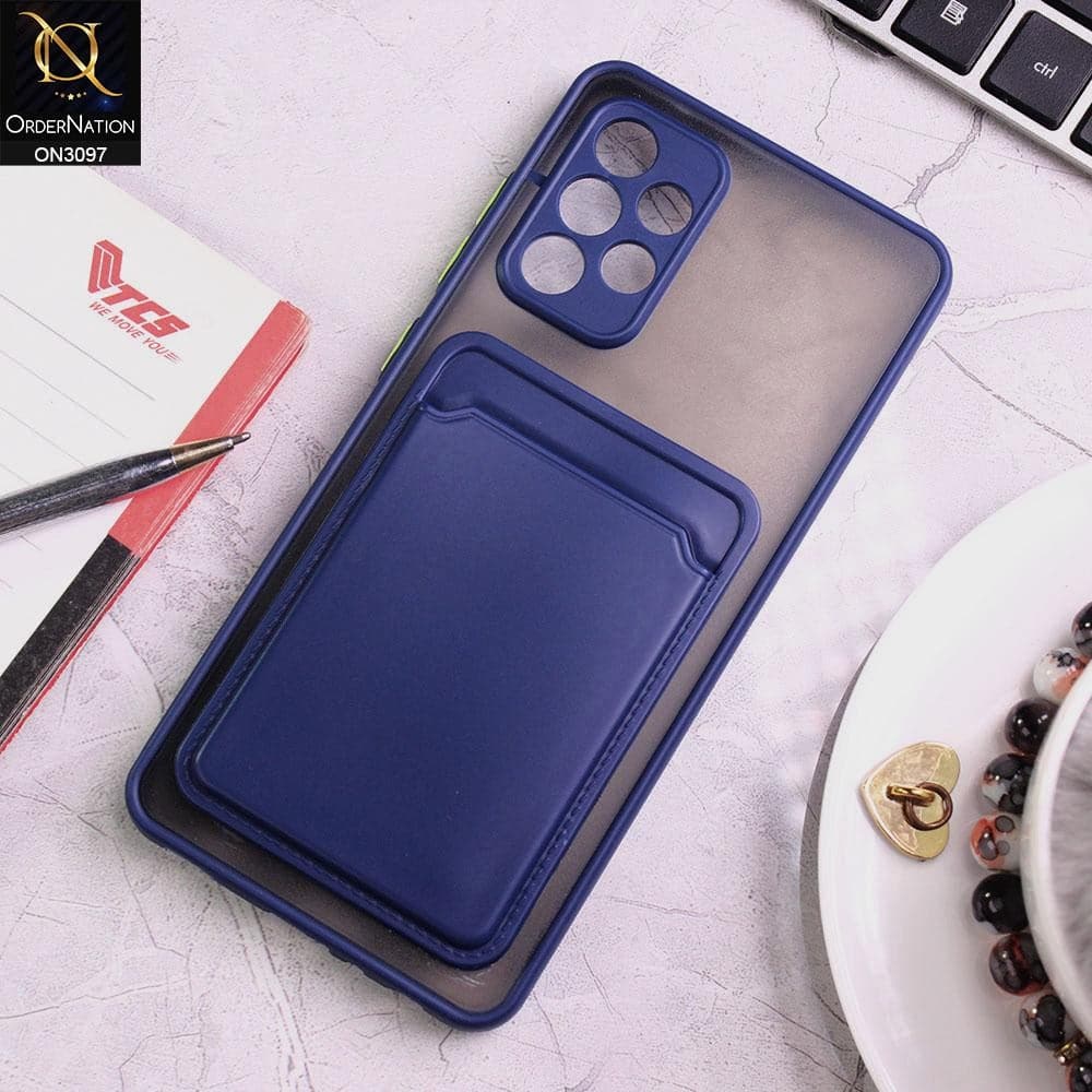 Samsung Galaxy A52 Cover - Blue - Translucent Camera Protection Soft Border Case With Card Holder