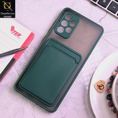 Samsung Galaxy A52 Cover - Green - Translucent Camera Protection Soft Border Case With Card Holder