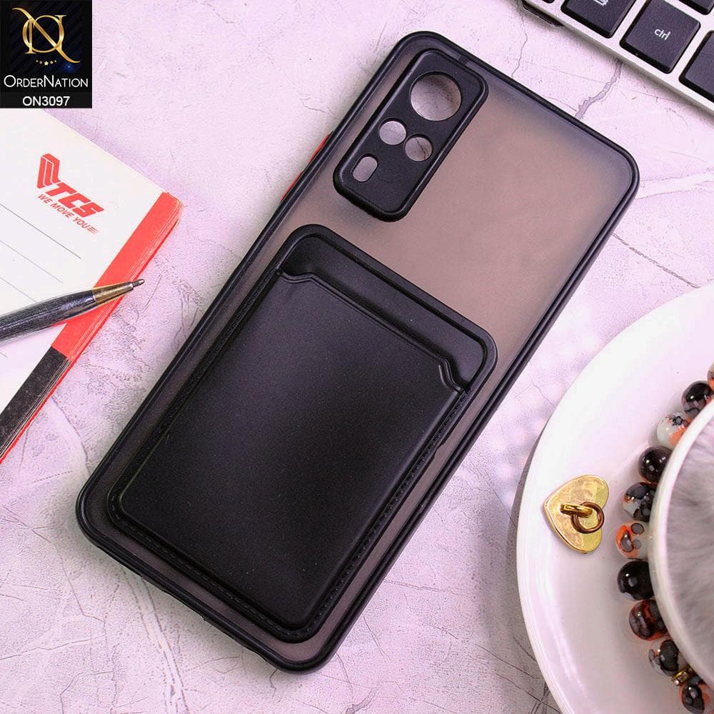 Vivo Y51 (2020 December) Cover - Black - Translucent Camera Protection Soft Border Case With Card Holder
