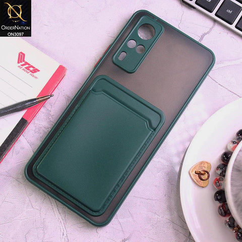Vivo Y31 Cover - Green - Translucent Camera Protection Soft Border Case With Card Holder