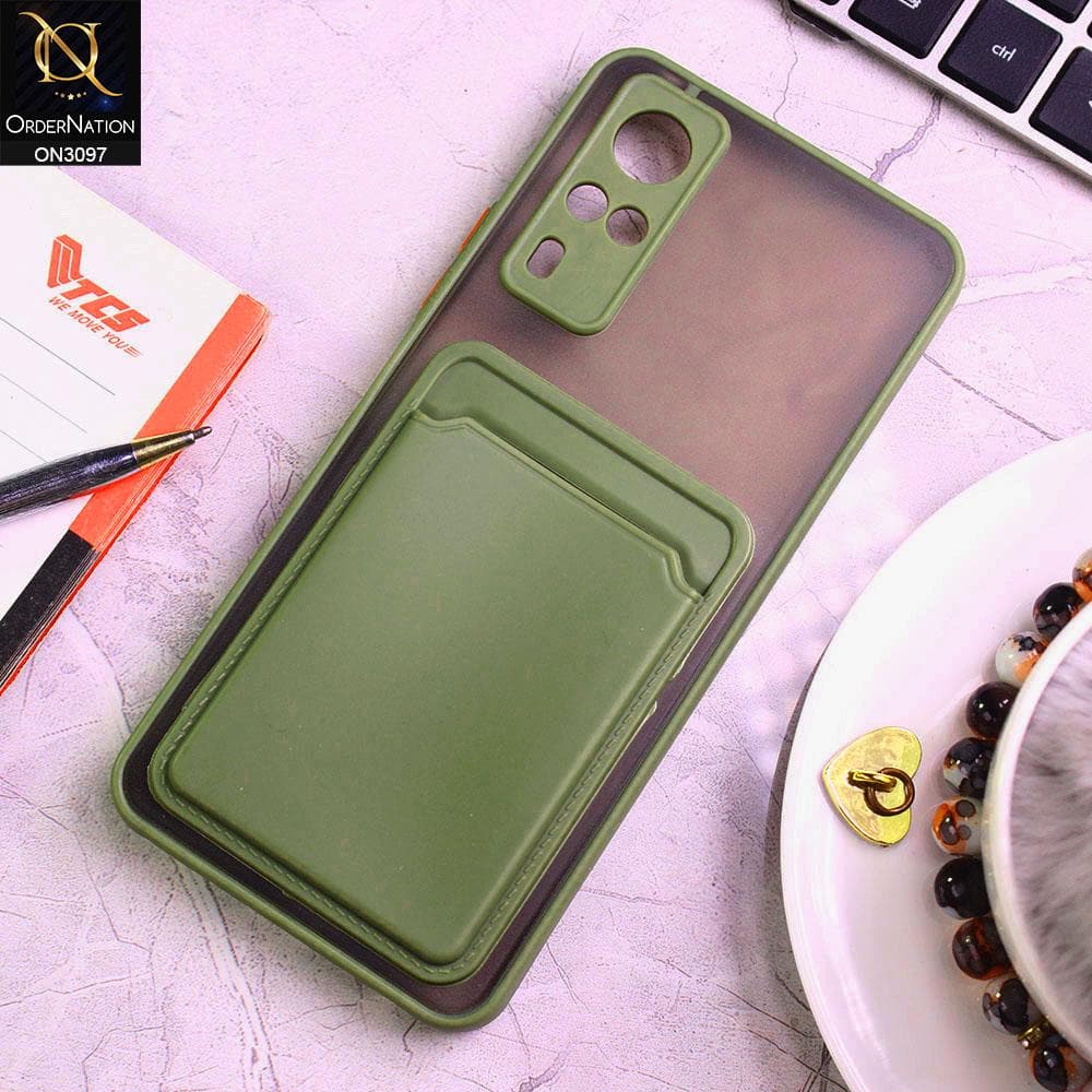 Vivo Y51s Cover - Light Green - Translucent Camera Protection Soft Border Case With Card Holder