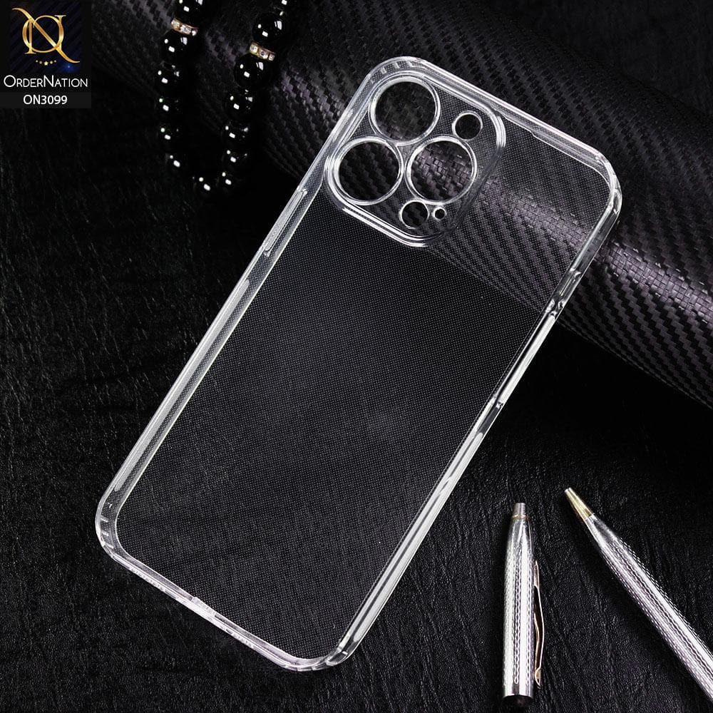 iPhone 13 Pro Max Cover - Soft 4D Design Shockproof Silicone Transparent Clear Camera Protection Case