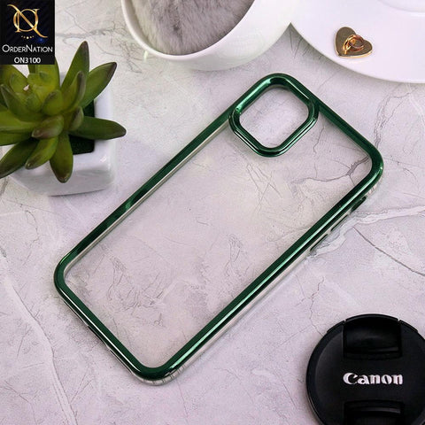 iPhone 12 Pro Cover - Green - New Electroplating Color Border Lines Evo Clear Scratch Resistant Soft Case