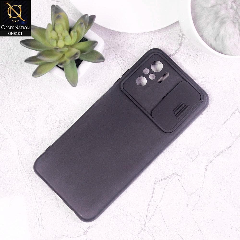Xiaomi Redmi Note 10 4G Cover - Black - New Matte Soft Silicone Shutter Slide Camera Protection Case
