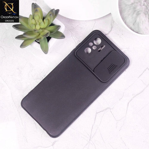 Xiaomi Redmi Note 10 4G Cover - Black - New Matte Soft Silicone Shutter Slide Camera Protection Case