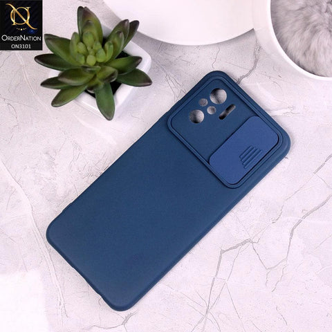 Xiaomi Redmi Note 10 4G Cover - Blue - New Matte Soft Silicone Shutter Slide Camera Protection Case