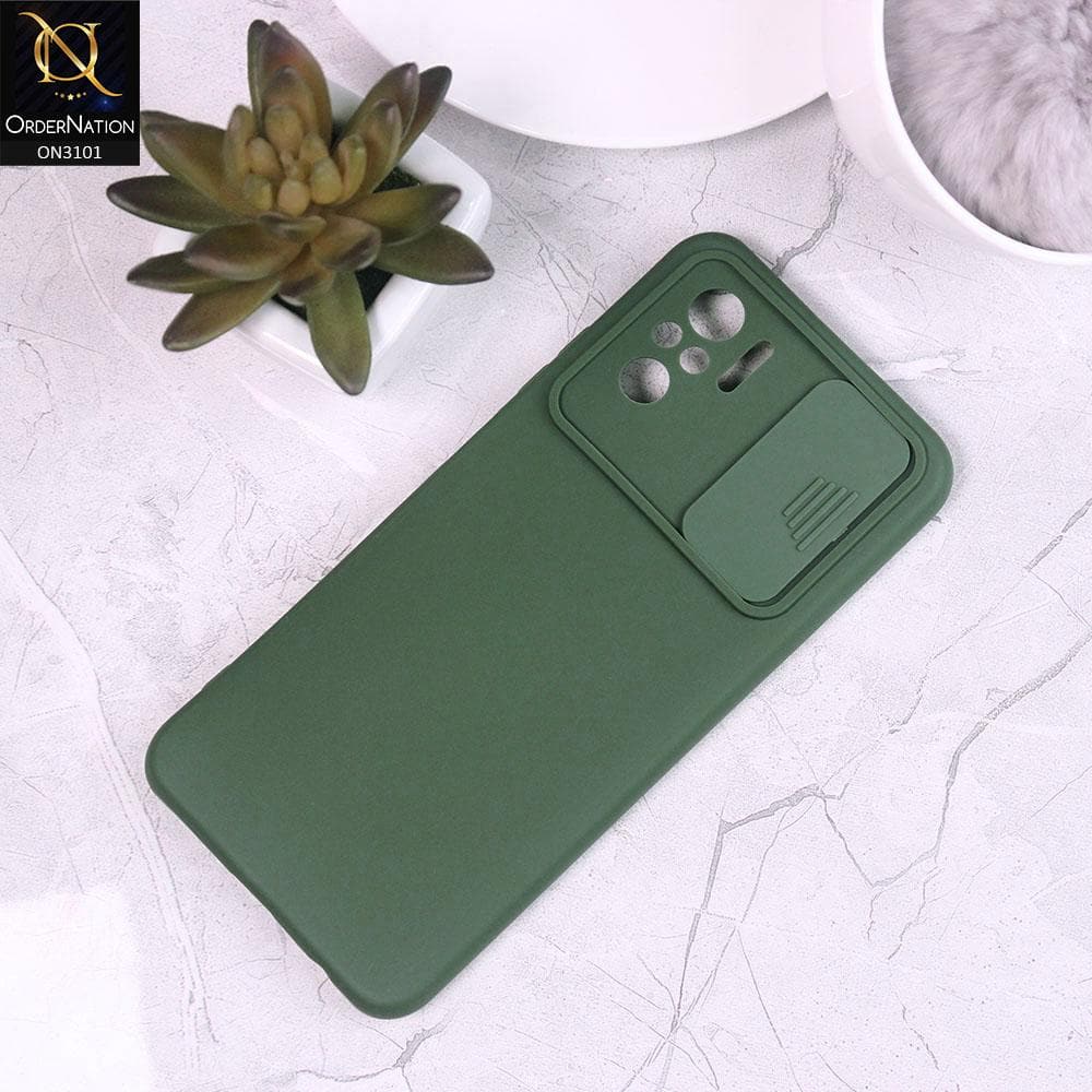 Xiaomi Redmi Note 10S Cover - Green - New Matte Soft Silicone Shutter Slide Camera Protection Case