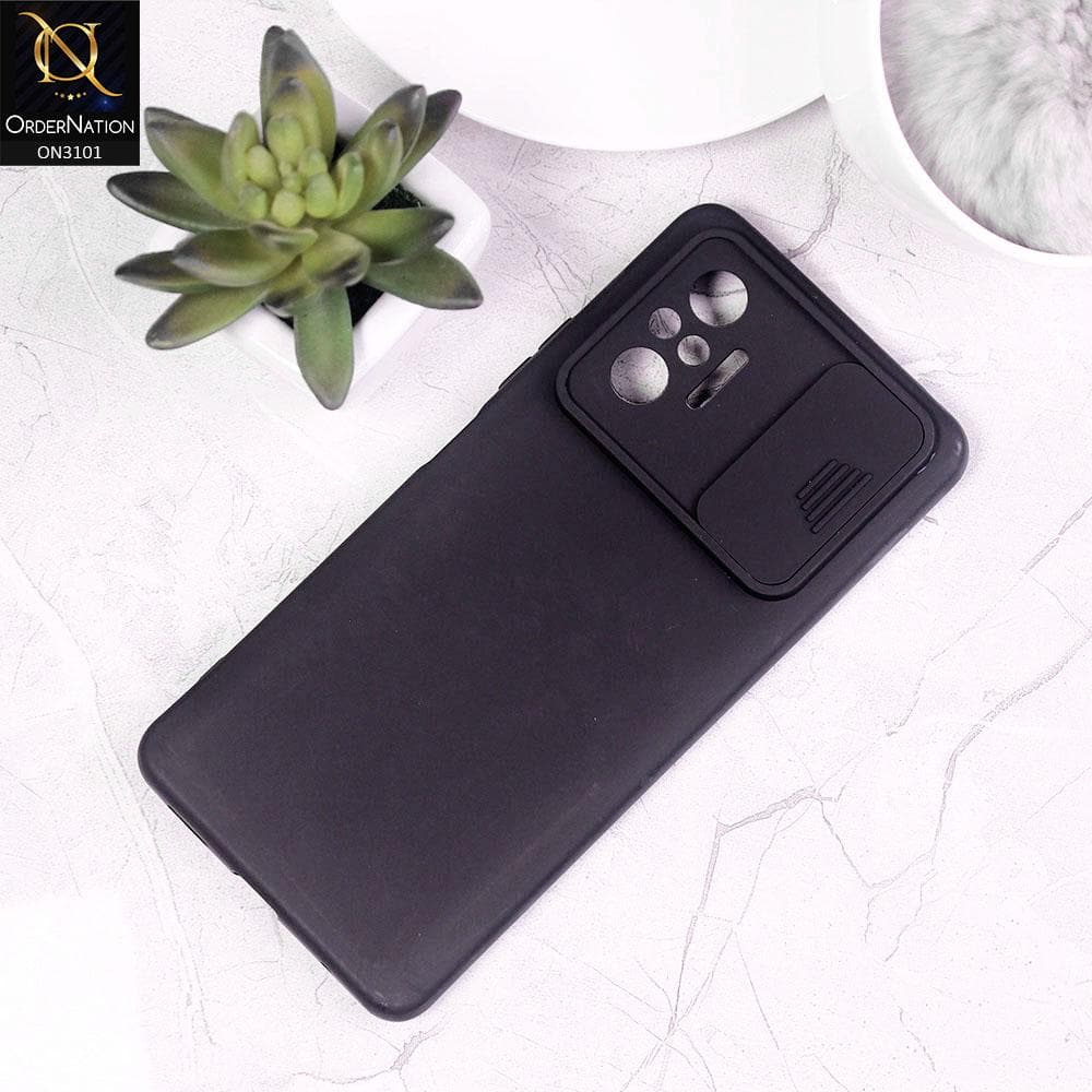 Xiaomi Redmi Note 10 Pro Cover - Black - New Matte Soft Silicone Shutter Slide Camera Protection Case