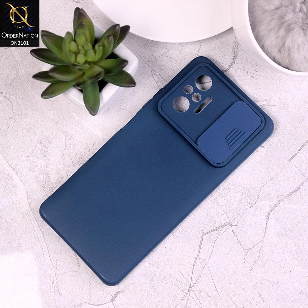 Xiaomi Redmi Note 10 Pro Max Cover - Blue - New Matte Soft Silicone Shutter Slide Camera Protection Case