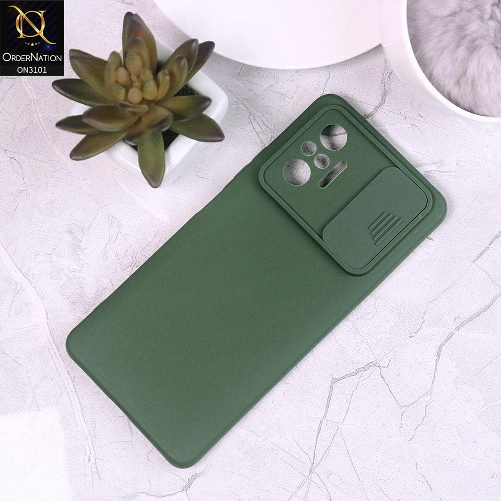 Xiaomi Redmi Note 10 Pro Cover - Green - New Matte Soft Silicone Shutter Slide Camera Protection Case
