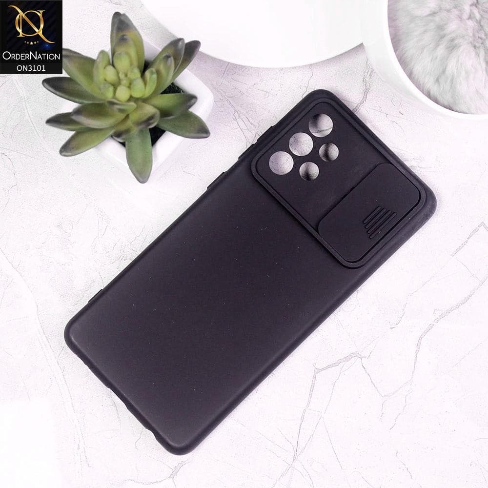 Samsung Galaxy A32 4G Cover - Black - New Matte Soft Silicone Shutter Slide Camera Protection Case