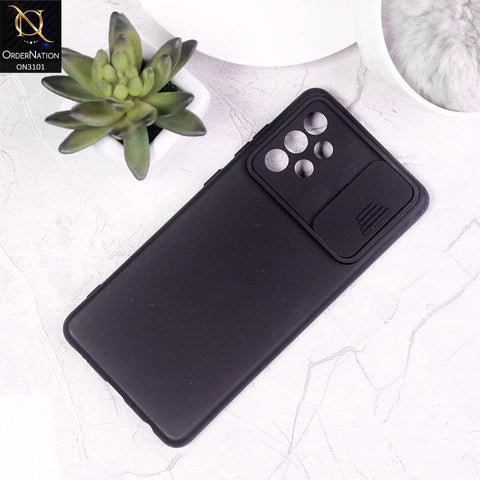 Samsung Galaxy A32 4G Cover - Black - New Matte Soft Silicone Shutter Slide Camera Protection Case