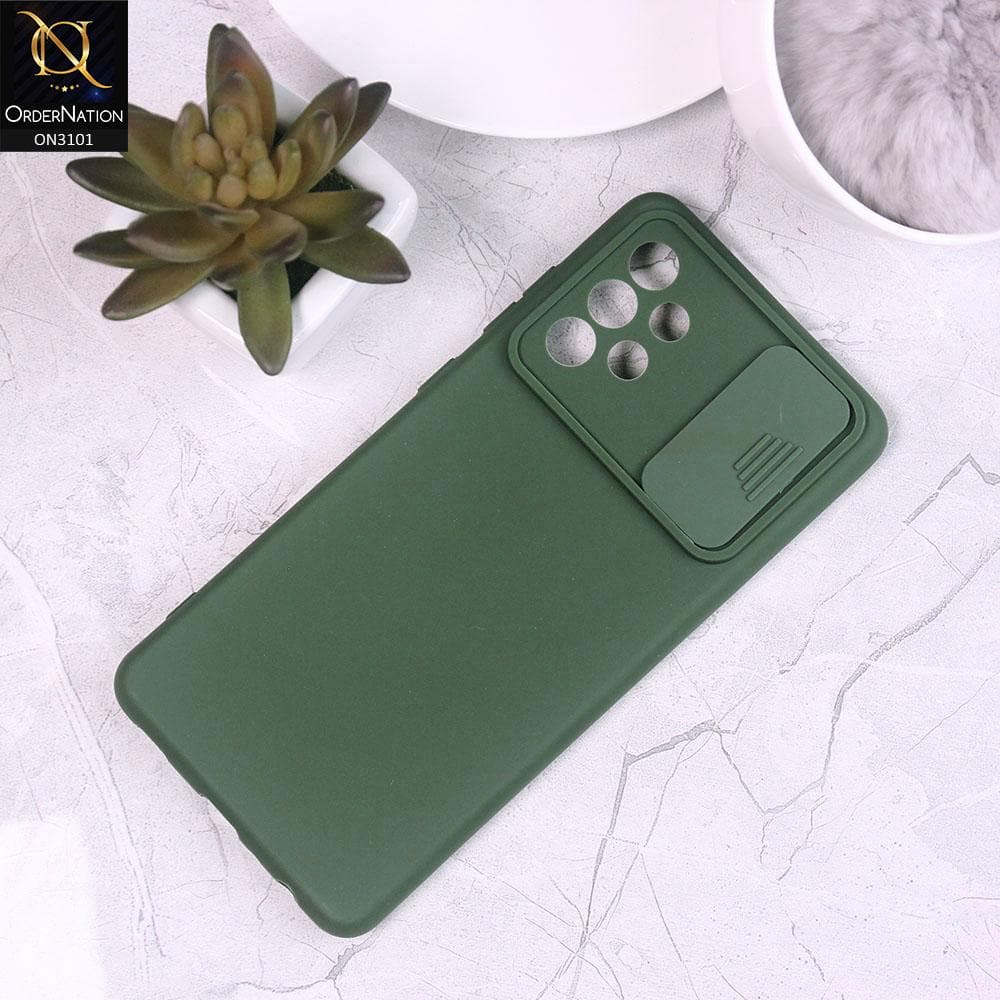 Samsung Galaxy A32 4G Cover - Green - New Matte Soft Silicone Shutter Slide Camera Protection Case
