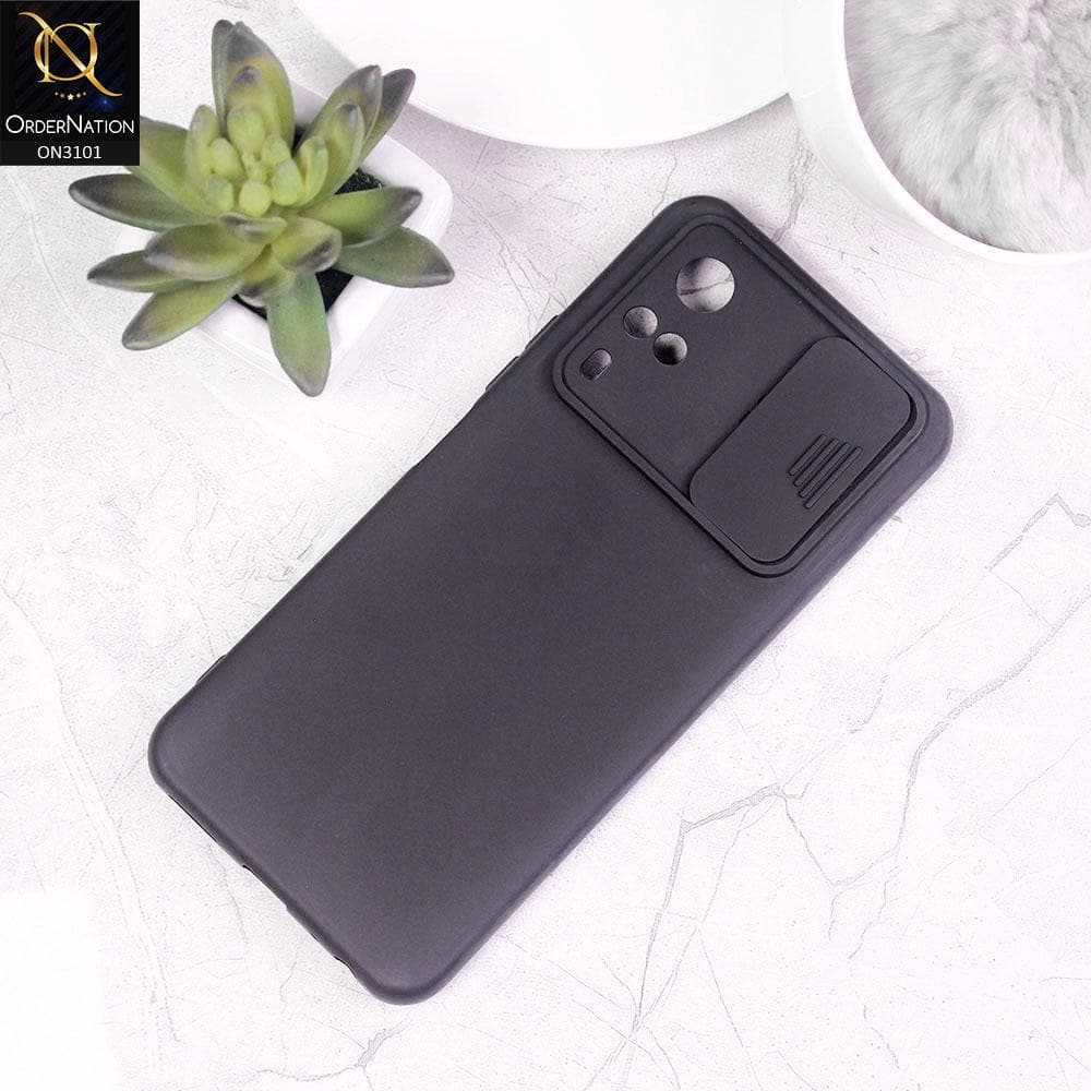 Vivo Y51s Cover - Black - New Matte Soft Silicone Shutter Slide Camera Protection Case