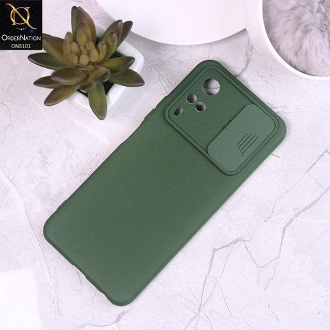 Vivo Y51a Cover - Green - New Matte Soft Silicone Shutter Slide Camera Protection Case