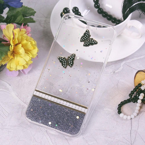 iPhone 8 Plus / 7 Plus Cover - Design 2 - Ultra Thin Rhinestone Glitter Soft Case - Glitter Does Not Move