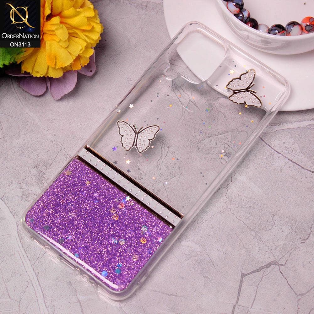 Samsung Galaxy A12 Cover - Design 1 - Ultra Thin Rhinestone Glitter Soft Case - Glitter Does Not Move