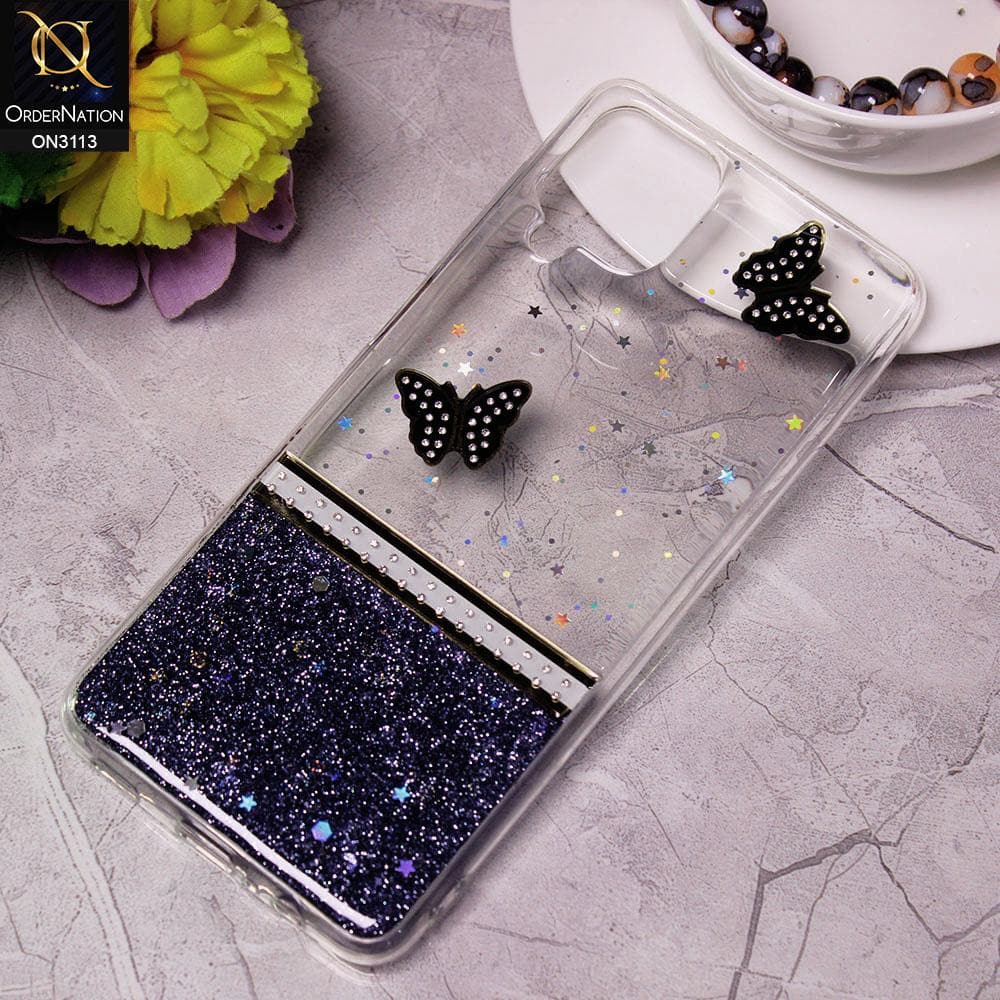 Samsung Galaxy A12 Cover - Design 2 - Ultra Thin Rhinestone Glitter Soft Case - Glitter Does Not Move