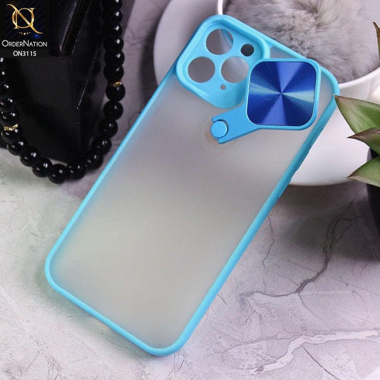 iPhone 11 Pro Max Cover - Sky Blue - Fancy 360 Rotation Flip Mirror Camera Shutter Soft Borders Case