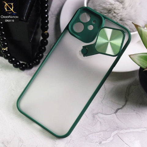 iPhone 12 Cover - Green - Fancy 360 Rotation Flip Mirror Camera Shutter Soft Borders Case