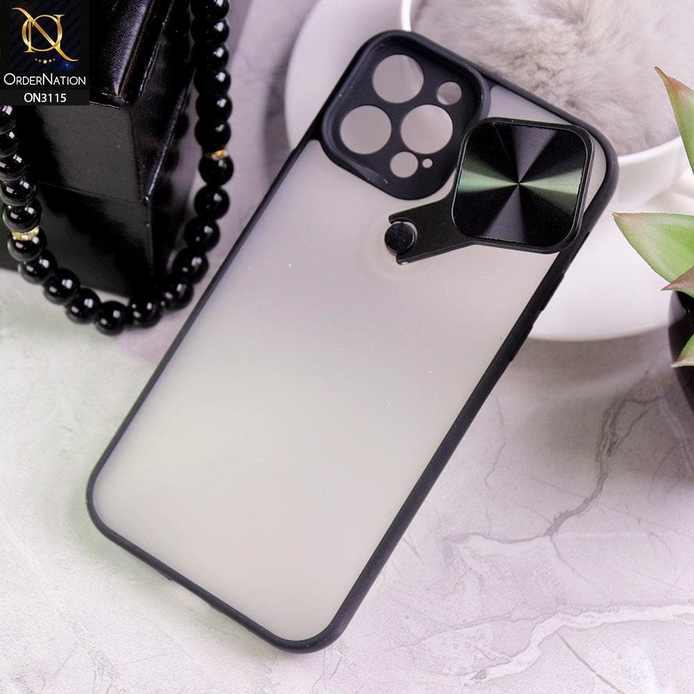 iPhone 12 Pro Max Cover - Black - Fancy 360 Rotation Flip Mirror Camera Shutter Soft Borders Case
