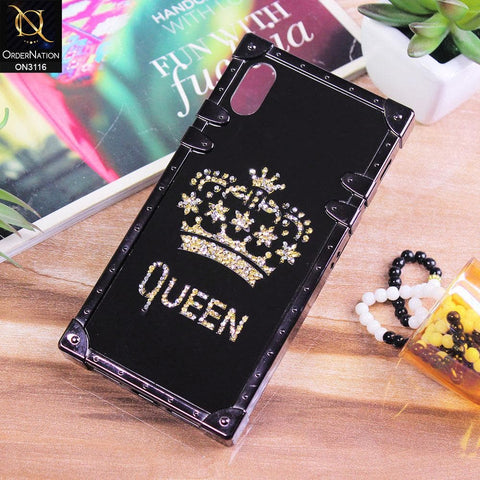 iPhone XS Max Cover - Black - Electroplating Mirror Shine Rhinestone Trunk Style Soft Case