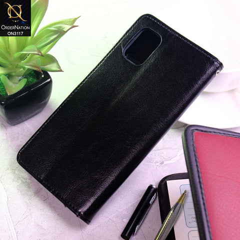 Samsung Galaxy A31 Cover - Black - Shockproof Leather Magnetic Kickstand Wallet Flipbook With Card Holder Slots Case