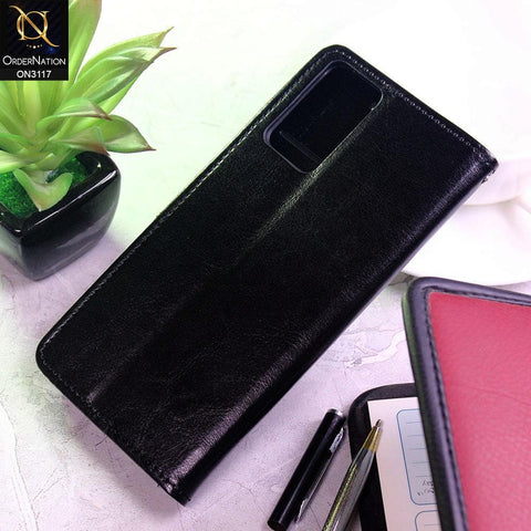 Oppo A54 4G Cover - Black - Shockproof Leather Magnetic Kickstand Wallet Flipbook With Card Holder Slots Case