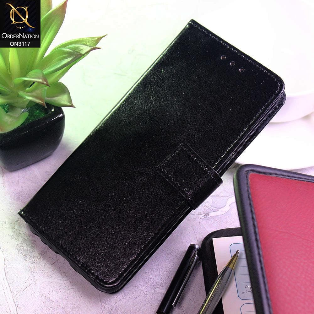 Vivo Y51 Cover - Black - Shockproof Leather Magnetic Kickstand Wallet Flipbook With Card Holder Slots Case