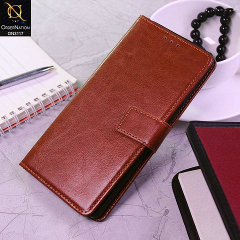 Samsung Galaxy Note 9 Cover - Brown - Shockproof Leather Magnetic Kickstand Wallet Flipbook With Card Holder Slots Case