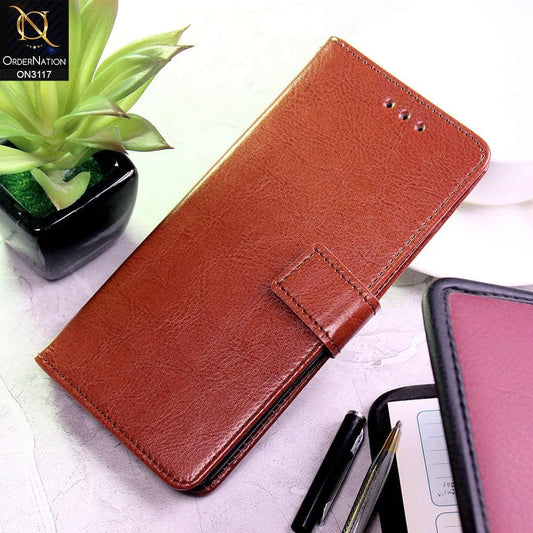iPhone 12 Pro Max Cover - Brown - Shockproof Leather Magnetic Kickstand Wallet Flipbook With Card Holder Slots Case