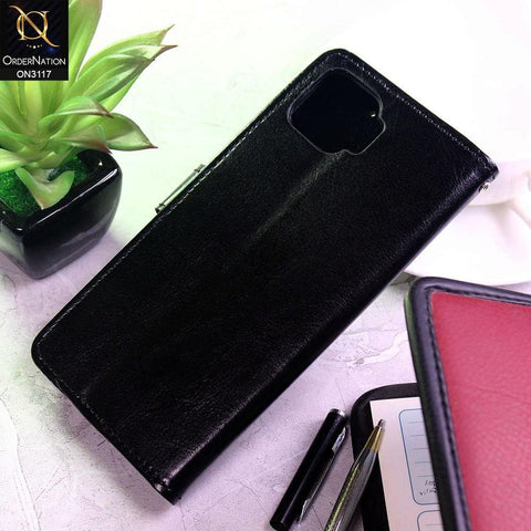 Oppo Reno 4F Cover - Black - Shockproof Leather Magnetic Kickstand Wallet Flipbook With Card Holder Slots Case