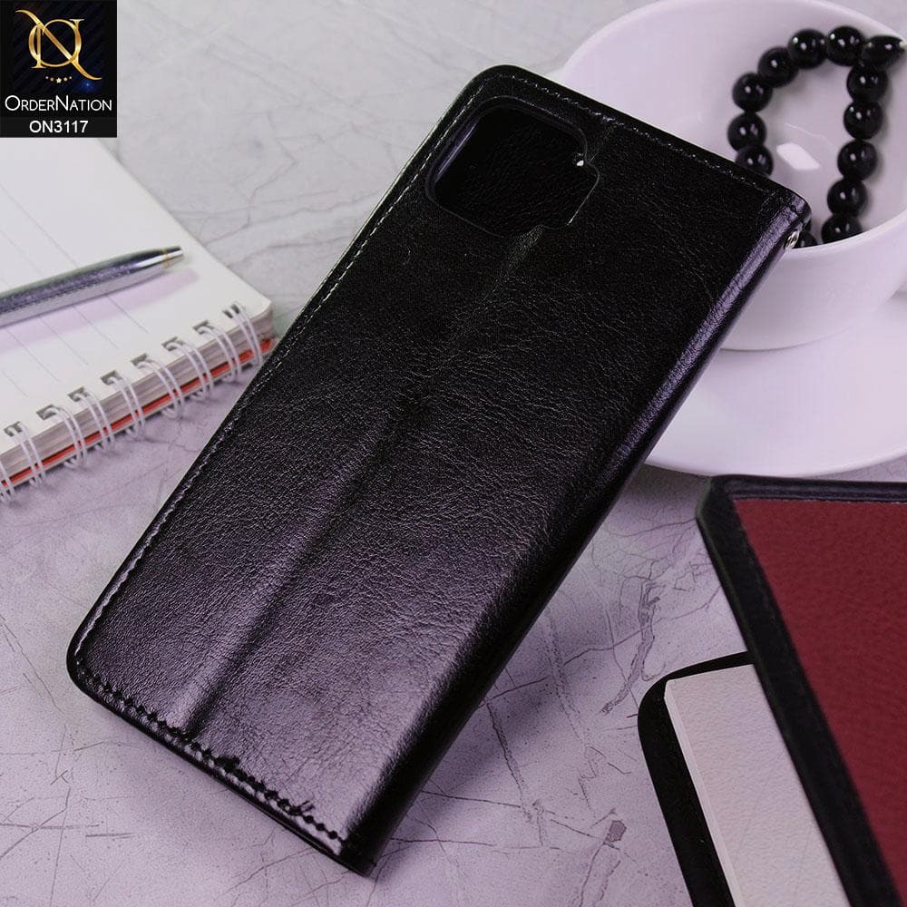 Oppo A93 Cover - Black - Shockproof Leather Magnetic Kickstand Wallet Flipbook With Card Holder Slots Case