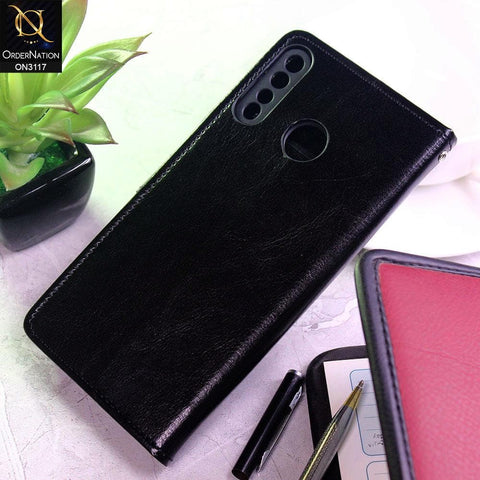 Infinix Hot 8 Cover - Black - Shockproof Leather Magnetic Kickstand Wallet Flipbook With Card Holder Slots Case